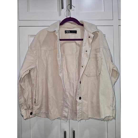 Zara Beige Ribbed Corduroy Shacket – Size Medium - Picture 7 of 16